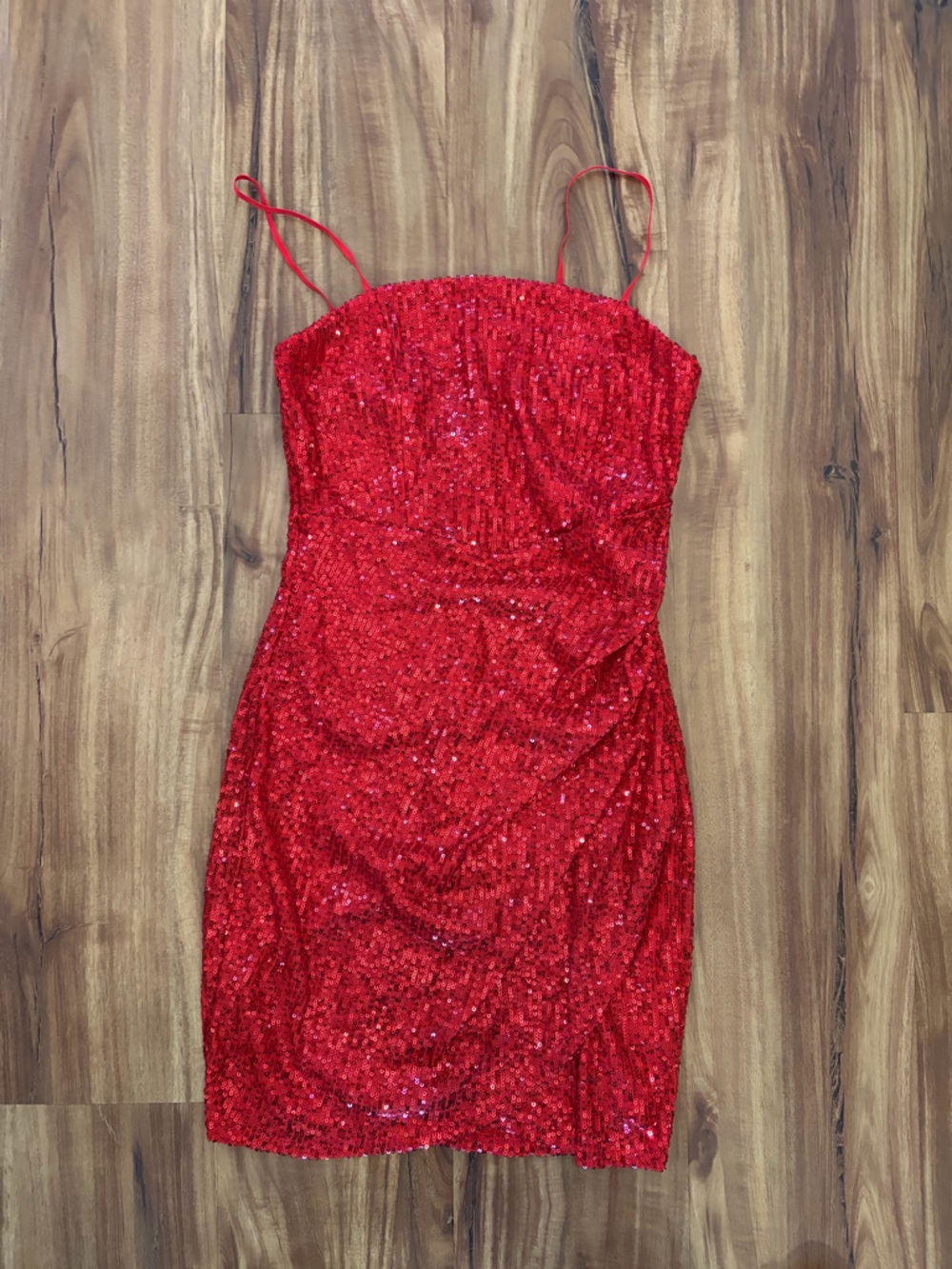 Honey and Rosie Red Sequin Spaghetti Strap Party Dress